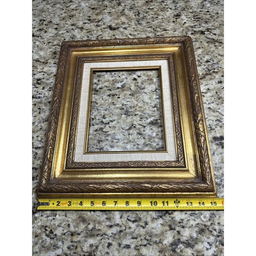 Ornate Gold Wodden Canvas Frame for 8x10 Canvas. Vintage Style. Real Wood.